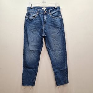 Forever 21 Premium 100% Cotton High Rise Baggy Denim Jeans Raw Hem Size …